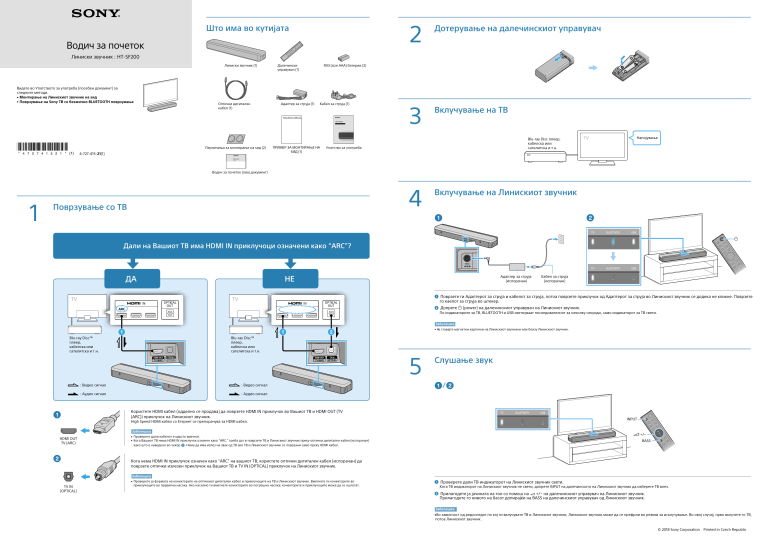 Sony HT-SF200 Quick start guide Sony HT-SF200 Quick start guide