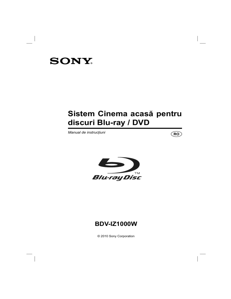 Sony BDV-IZ1000W Operating instructions Sony BDV-IZ1000W Operating instructions