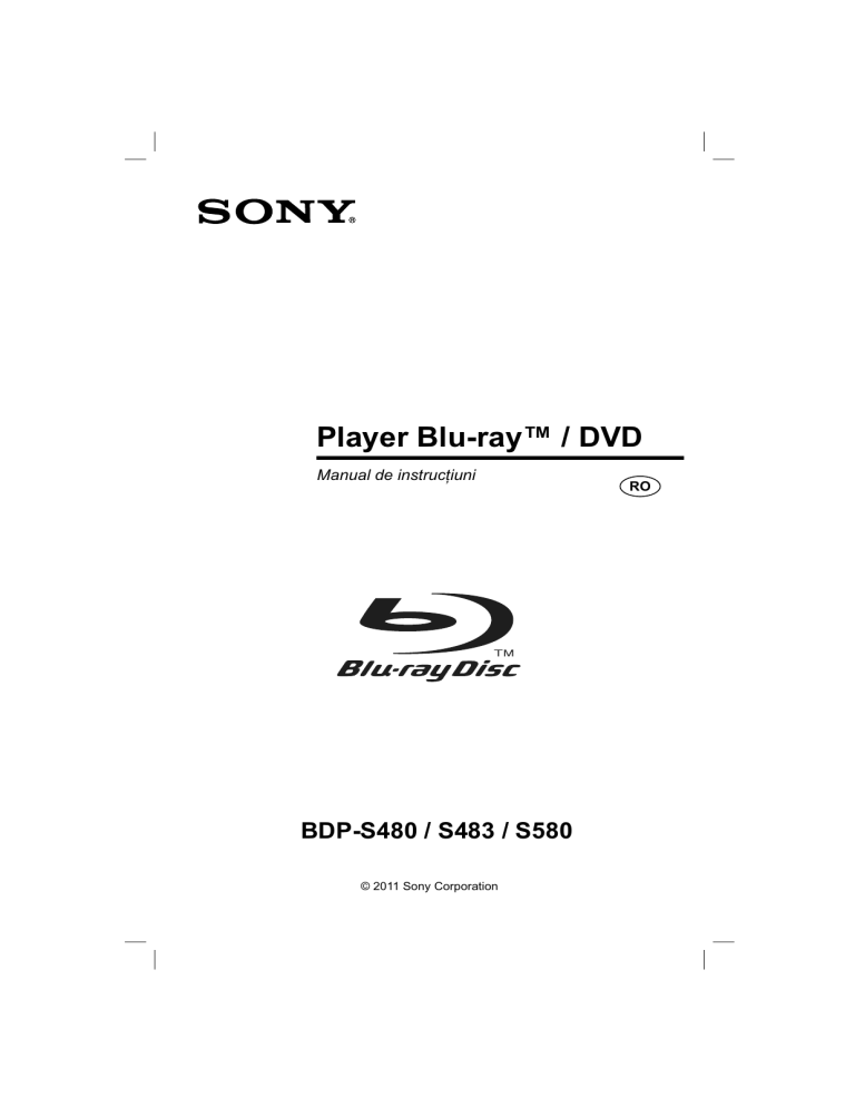 Sony BDP-S480, BDP-S580 Operating instructions Sony BDP-S480, BDP-S580 Operating instructions