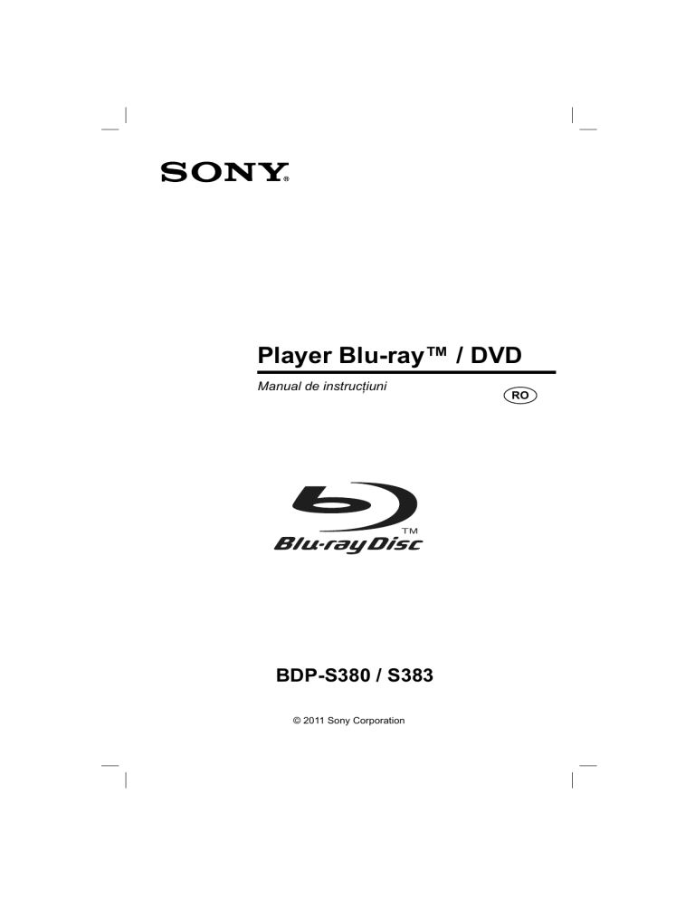 Sony BDP-S380, BDP-S383 Operating instructions Sony BDP-S380, BDP-S383 Operating instructions