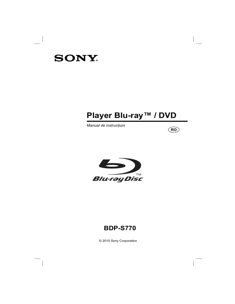 Sony BDP-S770 Operating instructions Sony BDP-S770 Operating instructions