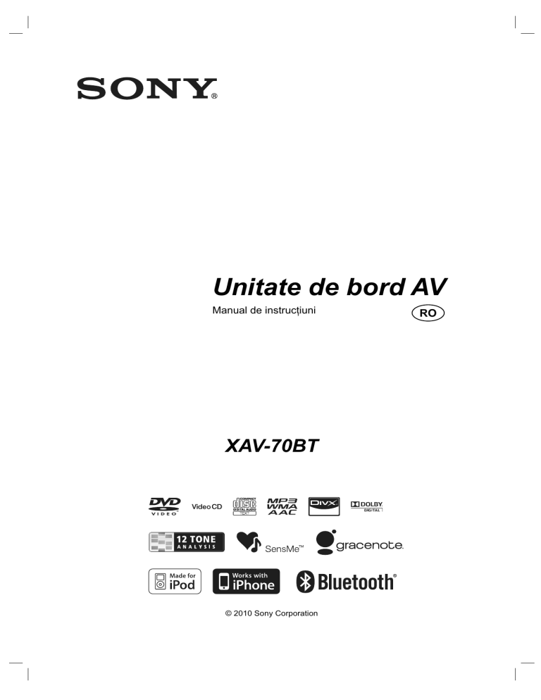 Sony XAV-70BT Operating instructions Sony XAV-70BT Operating instructions