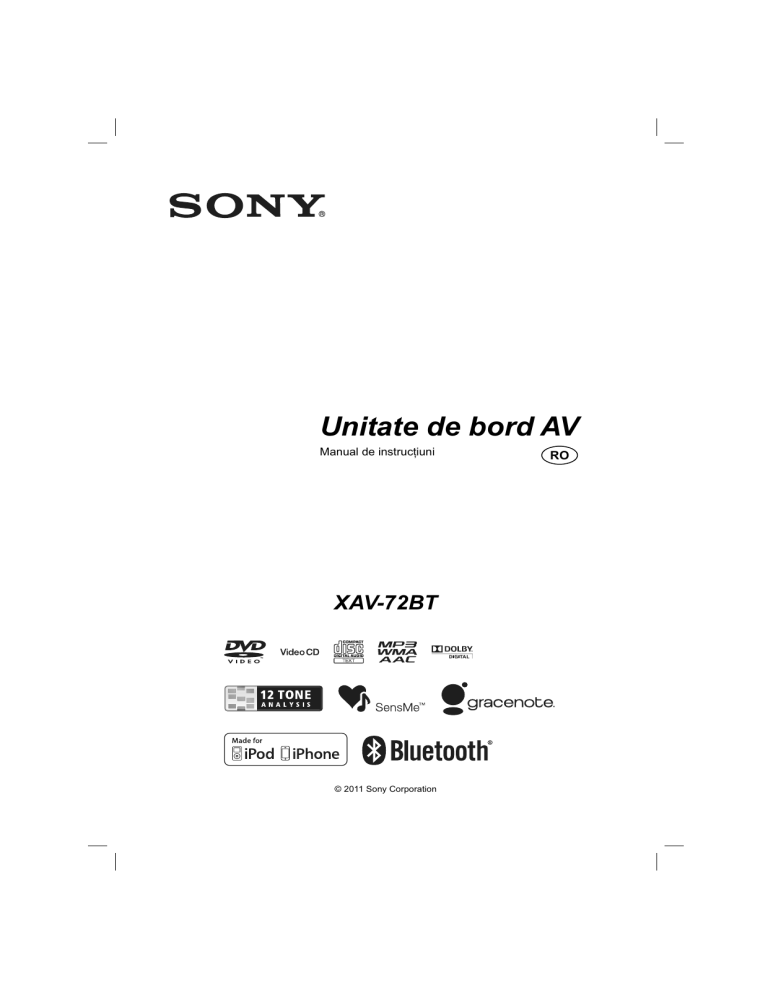 Sony XAV-72BT Operating instructions Sony XAV-72BT Operating instructions
