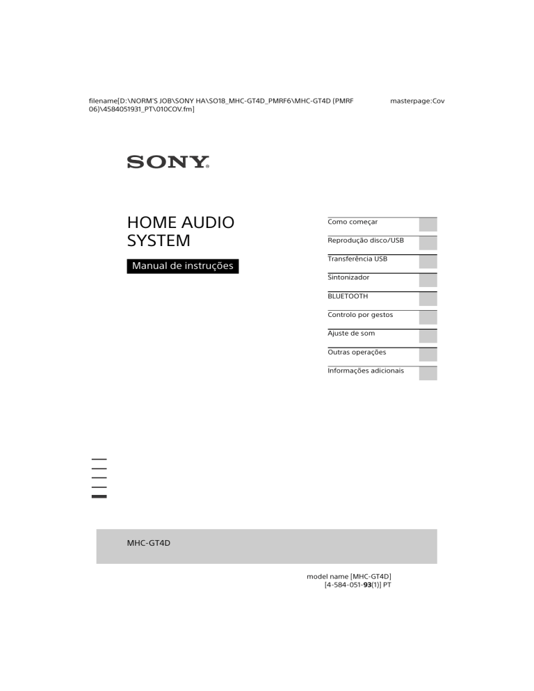 Sony MHC-GT4D Operating instructions Sony MHC-GT4D Operating instructions