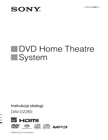 Sony DAV-DZ260 Instrukcja obsługi | Manualzz Sony DAV-DZ260 Instrukcja obsługi | Manualzz