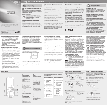 Samsung GT-E2130 User Manual | Manualzz