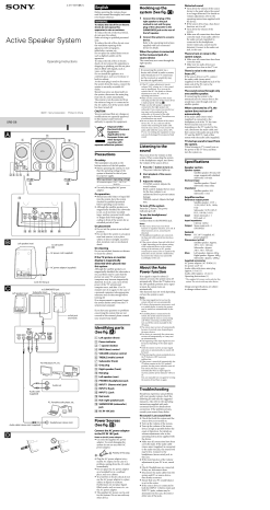 Sony SRS-D8 Operating instructions Sony SRS-D8 Operating instructions