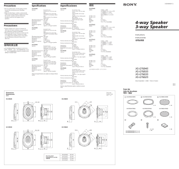 Sony XS-GT6025, XS-GT6935, XS-GT6945, XS-GT6035 Operating instructions Sony XS-GT6025, XS-GT6935, XS-GT6945, XS-GT6035 Operating instructions