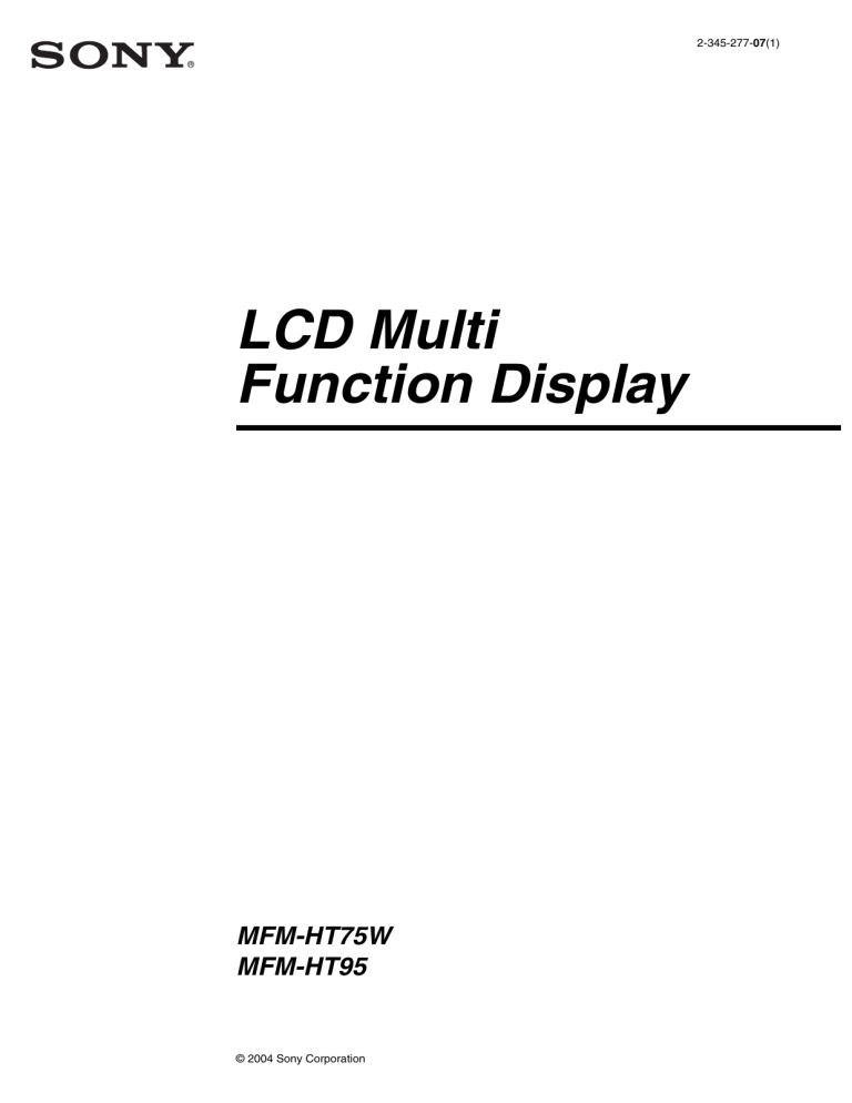 Sony MFM-HT95, MFM-HT75W Operating instructions Sony MFM-HT95, MFM-HT75W Operating instructions