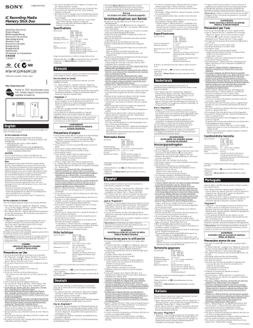Sony MSH-M128A, MSH-M64A, MSH-M32A User's manual Sony MSH-M128A, MSH-M64A, MSH-M32A User's manual