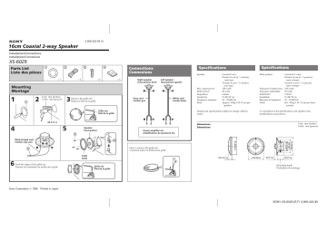 Sony XS-6029 Installation guide Sony XS-6029 Installation guide