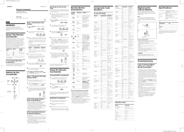 Sony RM-V50 Operating instructions Sony RM-V50 Operating instructions