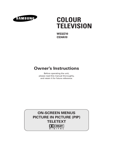 Samsung WS-32Z10HV, CS-34A10HV User manual Samsung WS-32Z10HV, CS-34A10HV User manual