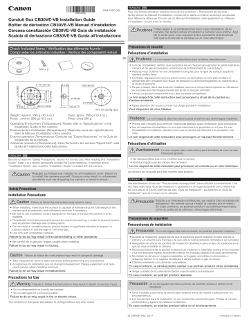 Canon VB-S30VE, VB-S800VE Installation guide Canon VB-S30VE, VB-S800VE Installation guide