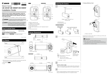 Canon VB-S910F, VB-S900F, VB-S905F Installation guide Canon VB-S910F, VB-S900F, VB-S905F Installation guide
