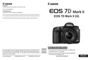 Canon EOS 7D Mark II Instruction manual Canon EOS 7D Mark II Instruction manual