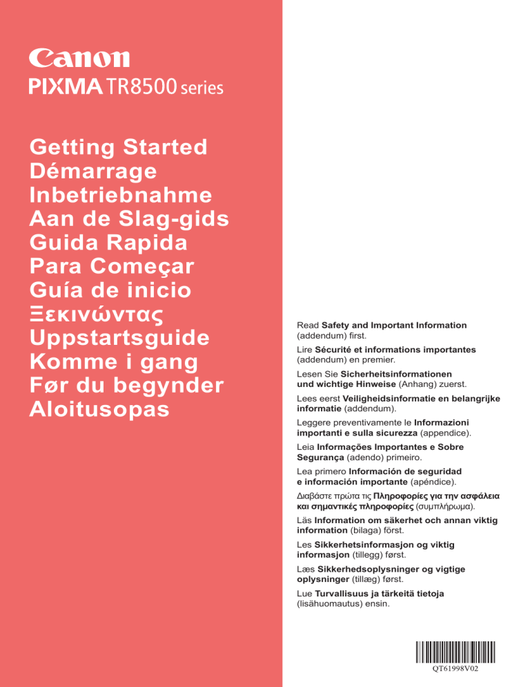 Canon PIXMA TR8540, PIXMA TR8550 User manual Canon PIXMA TR8540, PIXMA TR8550 User manual