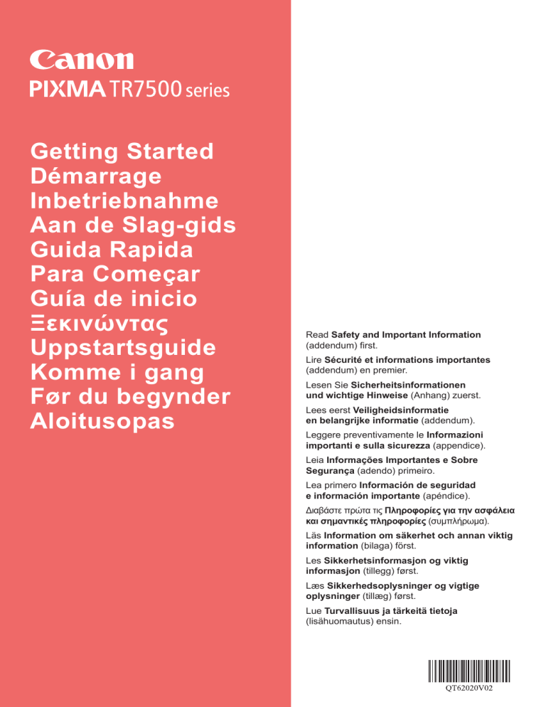 Canon PIXMA TR7540, PIXMA TR7550 User manual Canon PIXMA TR7540, PIXMA TR7550 User manual