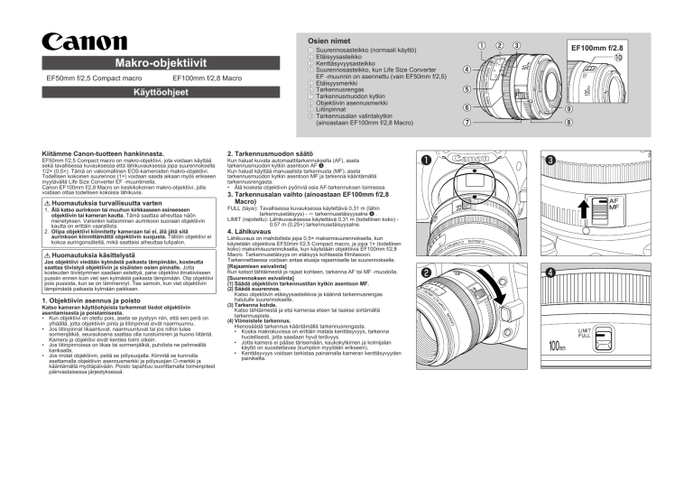 Canon EF 50mm f/2.5 Compact Macro User manual Canon EF 50mm f/2.5 Compact Macro User manual