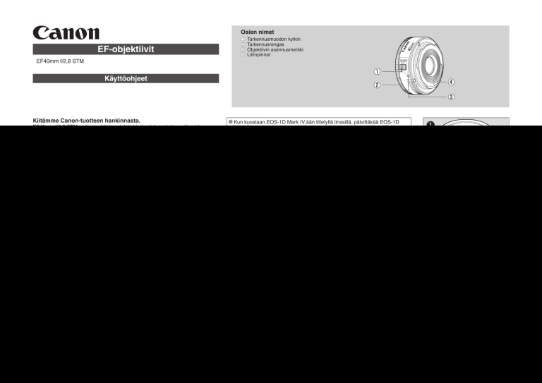 Canon EF 40mm f/2.8 STM User manual Canon EF 40mm f/2.8 STM User manual