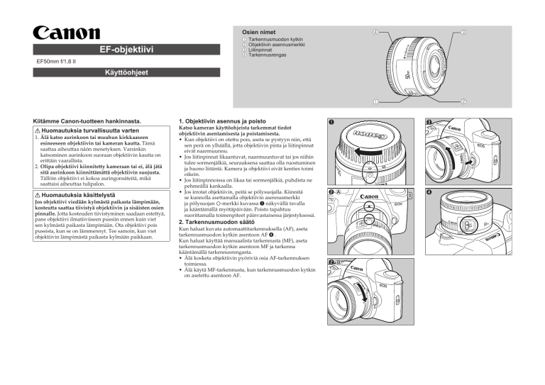 Canon EF 50mm f/1.8 II User manual Canon EF 50mm f/1.8 II User manual