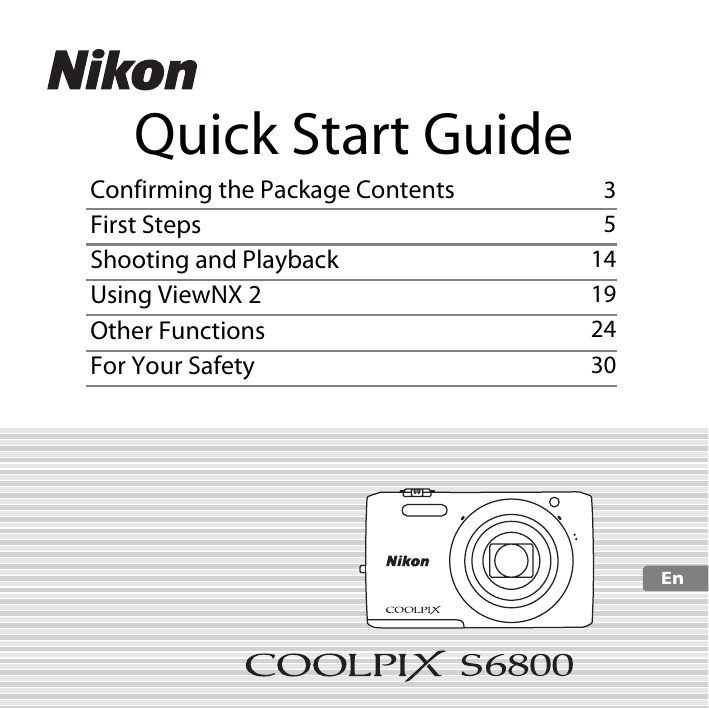Nikon COOLPIX S6800 Quick start guide Nikon COOLPIX S6800 Quick start guide