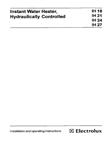 Electrolux IH27 User manual Electrolux IH27 User manual