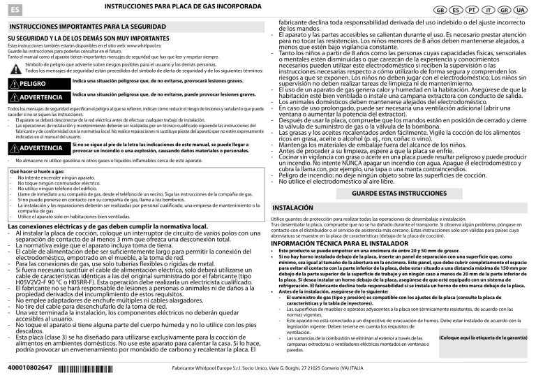 Whirlpool AKR 330/IX User guide Whirlpool AKR 330/IX User guide