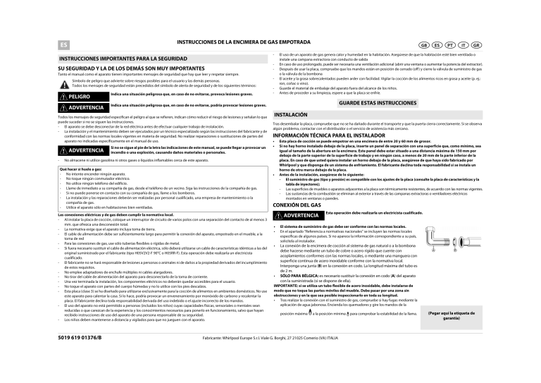 Whirlpool AKR 350/IX, AKR 320/IX, AKR 310/IX User guide Whirlpool AKR 350/IX, AKR 320/IX, AKR 310/IX User guide
