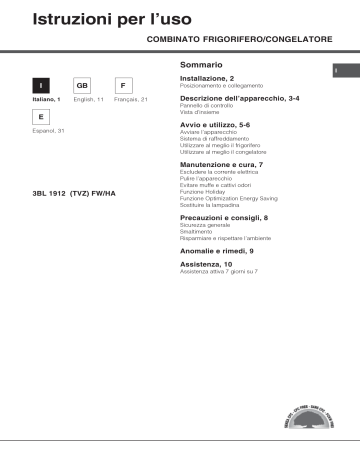 Indesit 3BL 1912 (TVZ) FW/HA Instruction for Use | Manualzz Indesit 3BL 1912 (TVZ) FW/HA Instruction for Use | Manualzz