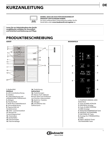 Bauknecht KGNF 18 IN EX Setup And User Guide Manualzz