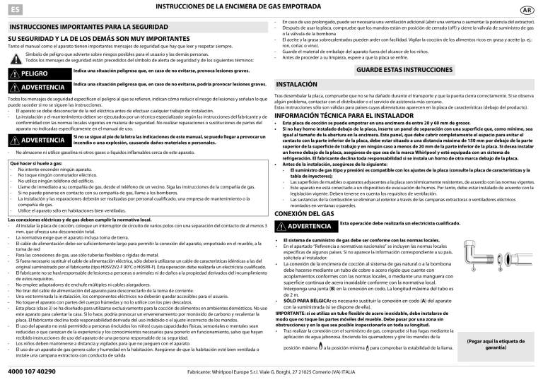 Whirlpool AKM 250/IX User guide Whirlpool AKM 250/IX User guide