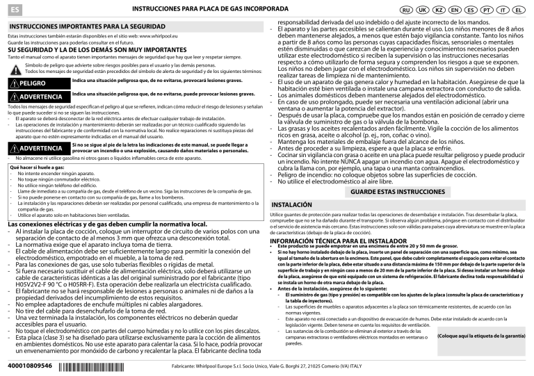 Whirlpool AKR 313/IX User guide Whirlpool AKR 313/IX User guide