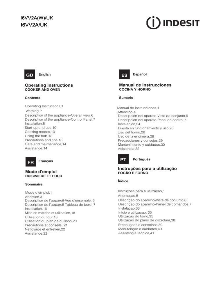 Indesit I6VV2A(W)/UK, I6VV2A(X)/UK User guide Indesit I6VV2A(W)/UK, I6VV2A(X)/UK User guide