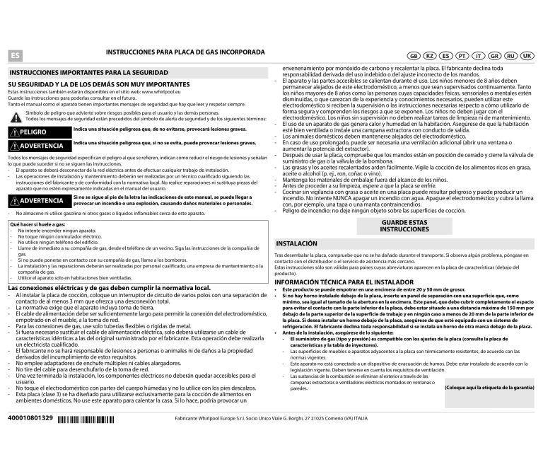 Whirlpool AKR 350/IX User guide Whirlpool AKR 350/IX User guide