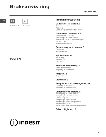 Indesit DSG 573 Instruction for Use | Manualzz Indesit DSG 573 Instruction for Use | Manualzz