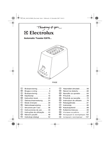Electrolux EAT6000 User manual Electrolux EAT6000 User manual