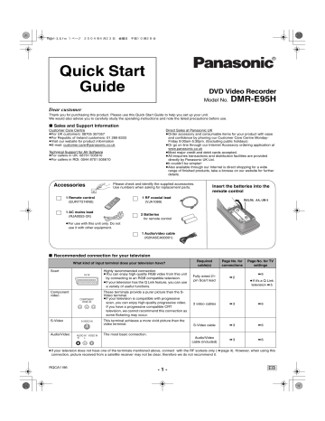 Panasonic DMRE95HEB Operating instructions Panasonic DMRE95HEB Operating instructions