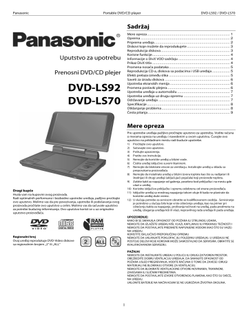 Panasonic DVDLS70, DVDLS92 Operating instructions Panasonic DVDLS70, DVDLS92 Operating instructions