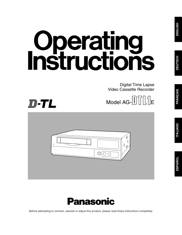 Panasonic AGDTL1E Operating instructions Panasonic AGDTL1E Operating instructions