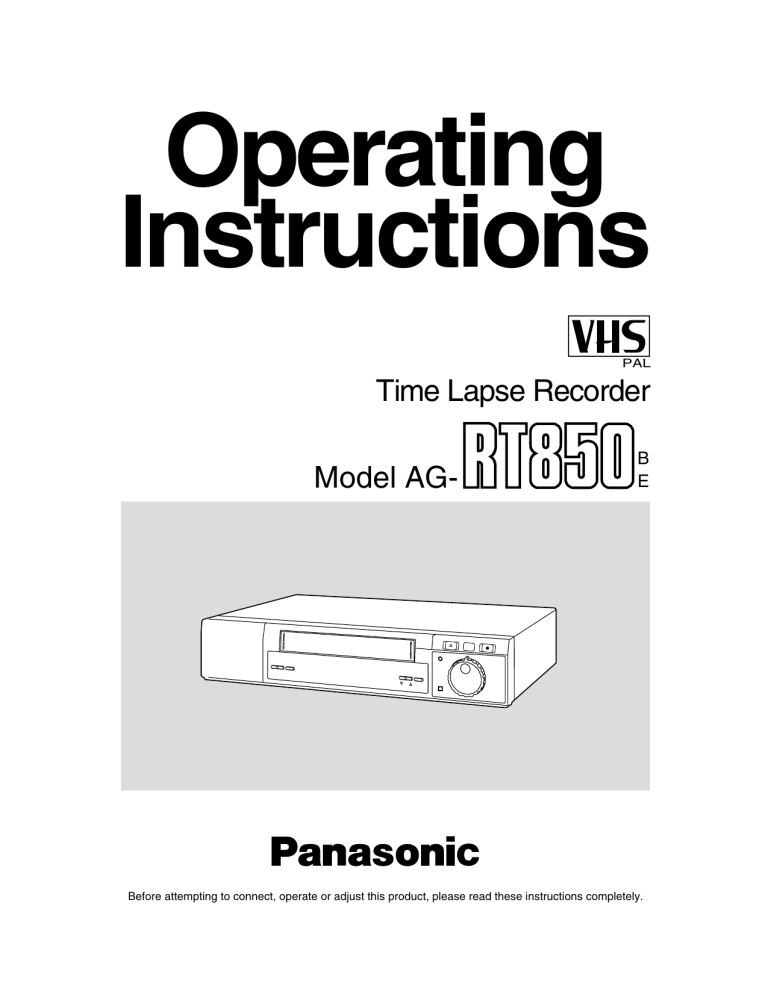 Panasonic AGRT850 Operating instructions Panasonic AGRT850 Operating instructions