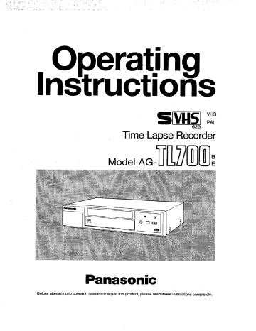 Panasonic AGTL700 Operating instructions Panasonic AGTL700 Operating instructions
