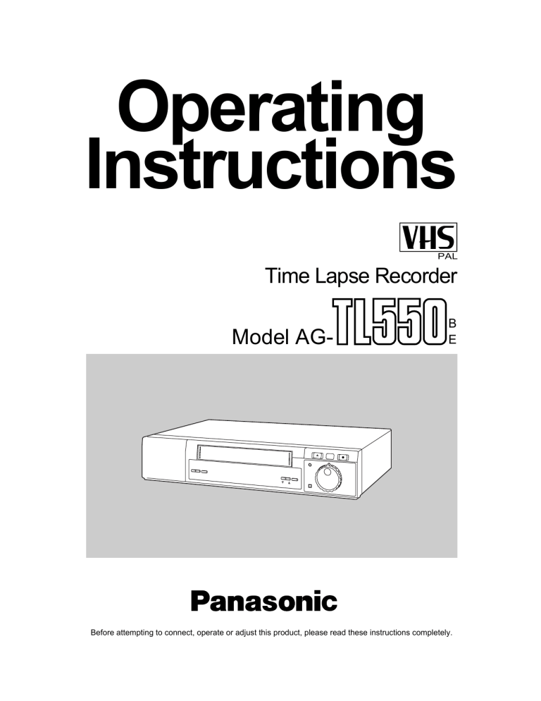 Panasonic AGTL550 Operating instructions Panasonic AGTL550 Operating instructions