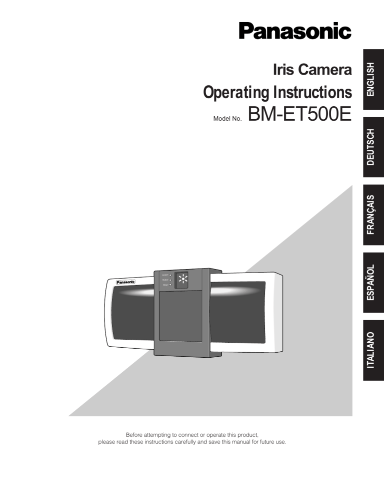 Panasonic BMET500 Operating instructions Panasonic BMET500 Operating instructions