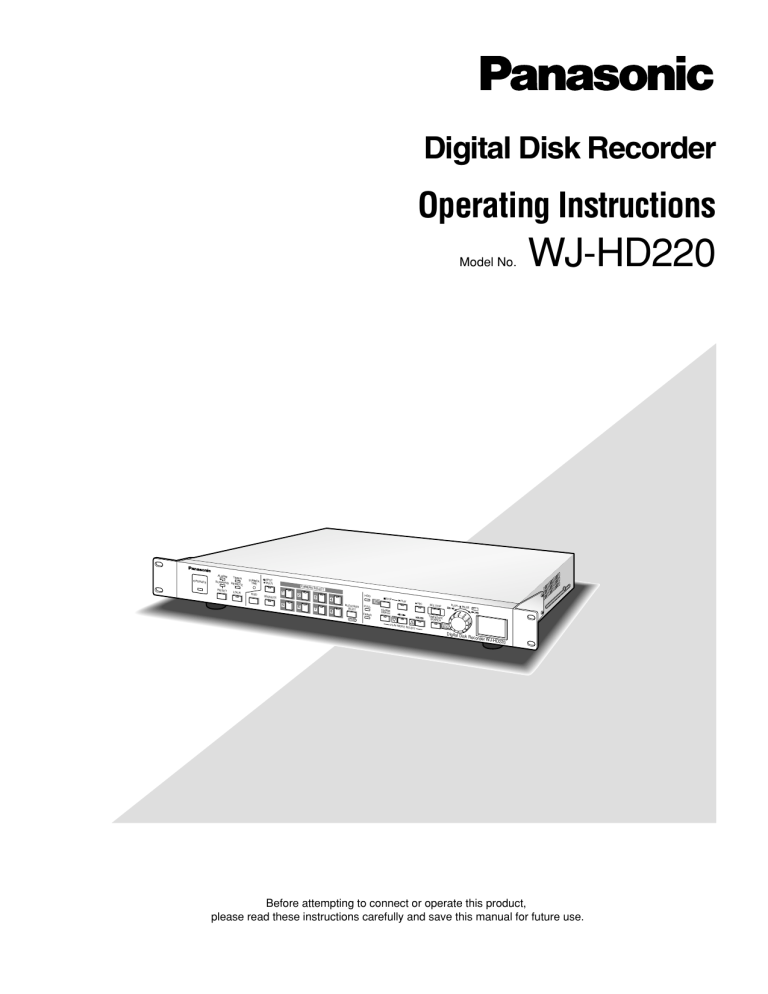 Panasonic WJHD220 Operating instructions Panasonic WJHD220 Operating instructions