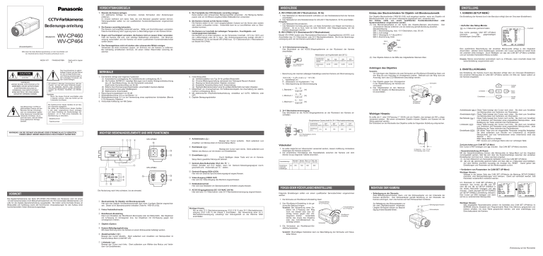 Panasonic WVCP460_SERIES Operating instructions Panasonic WVCP460_SERIES Operating instructions