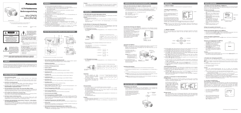 Panasonic WVCP470_SERIES Operating instructions Panasonic WVCP470_SERIES Operating instructions