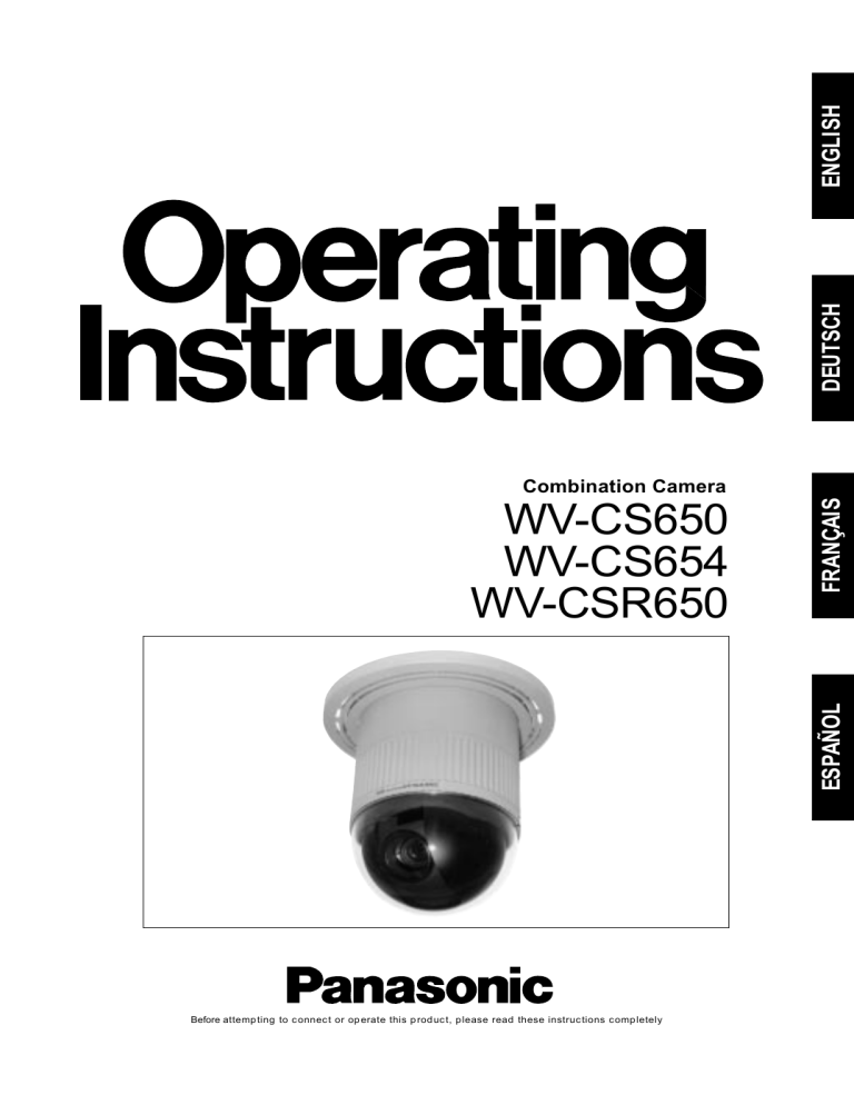 Panasonic WVCSR650 Operating instructions Panasonic WVCSR650 Operating instructions