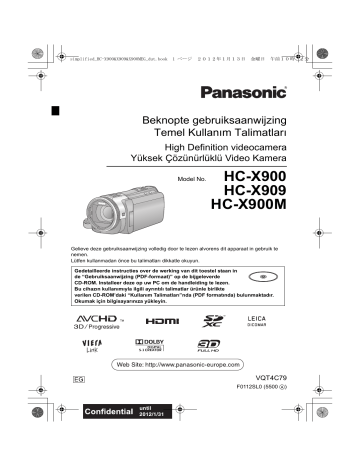 Panasonic HCX909EG, HCX900MEG, HCX900EG Quick start guide Panasonic HCX909EG, HCX900MEG, HCX900EG Quick start guide