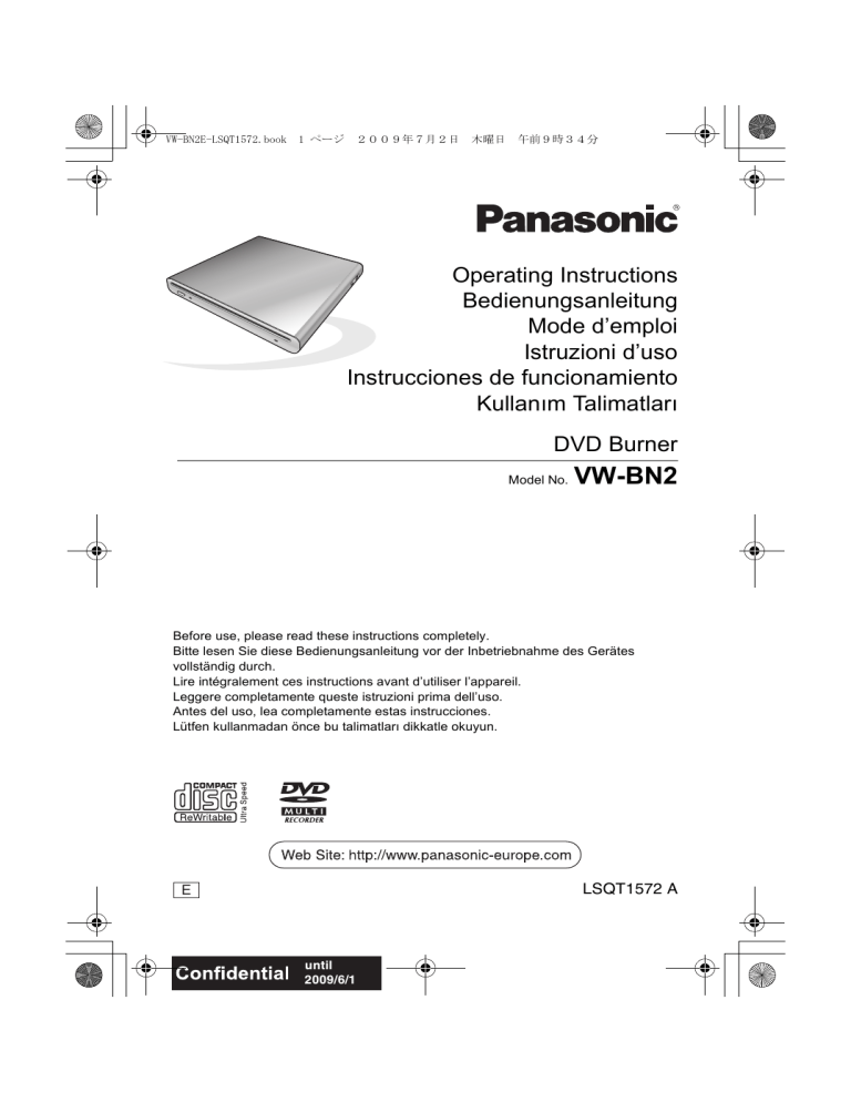 Panasonic VW-BN2, VWBN2 Owner's manual Panasonic VW-BN2, VWBN2 Owner's manual